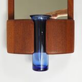 Danish wall mirror by Jacob Hermann & Per Lütken and Holmegaard glass vase, 1960s.