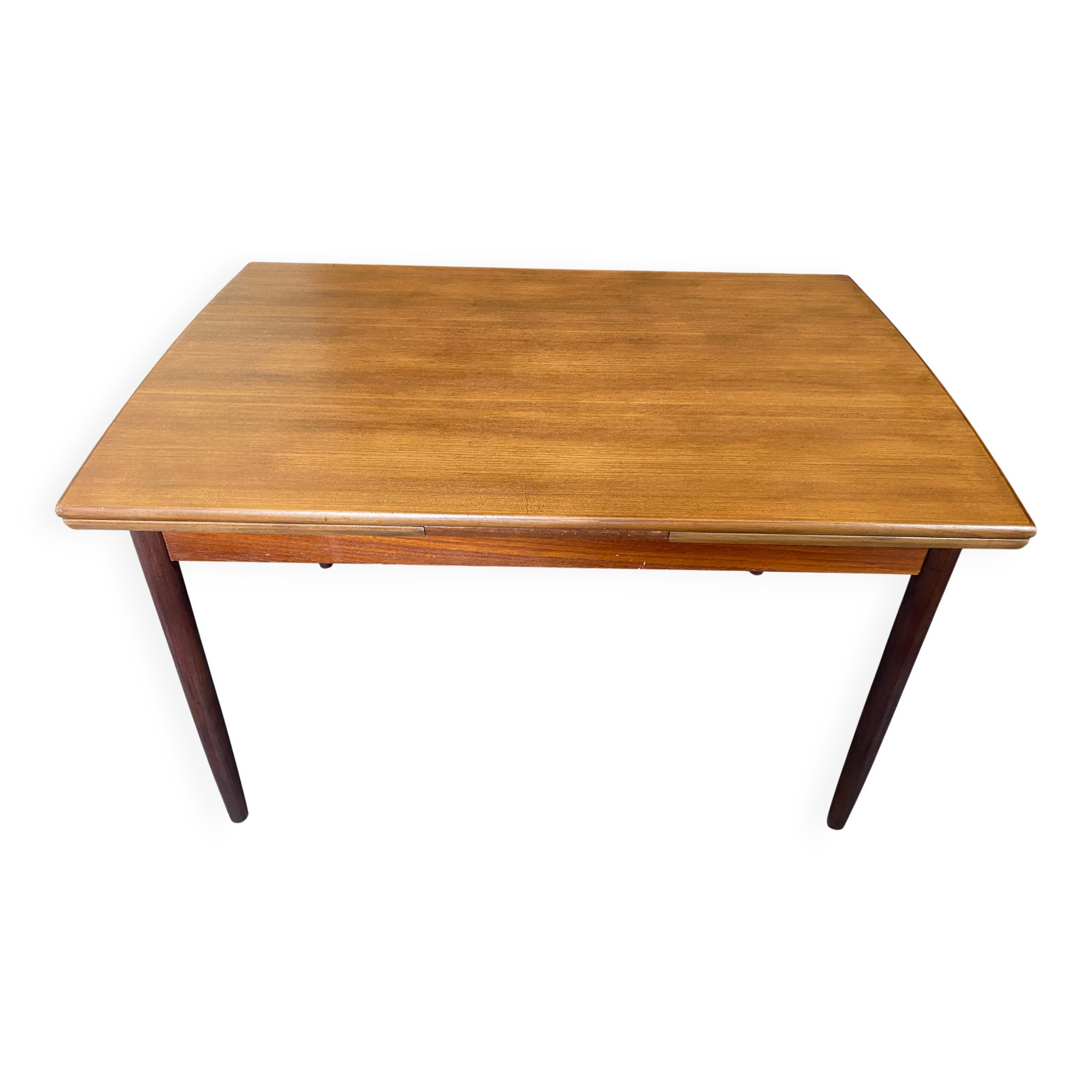 Extendable Scandinavian teak table by Johannes Andersen for Samcom Denmark.