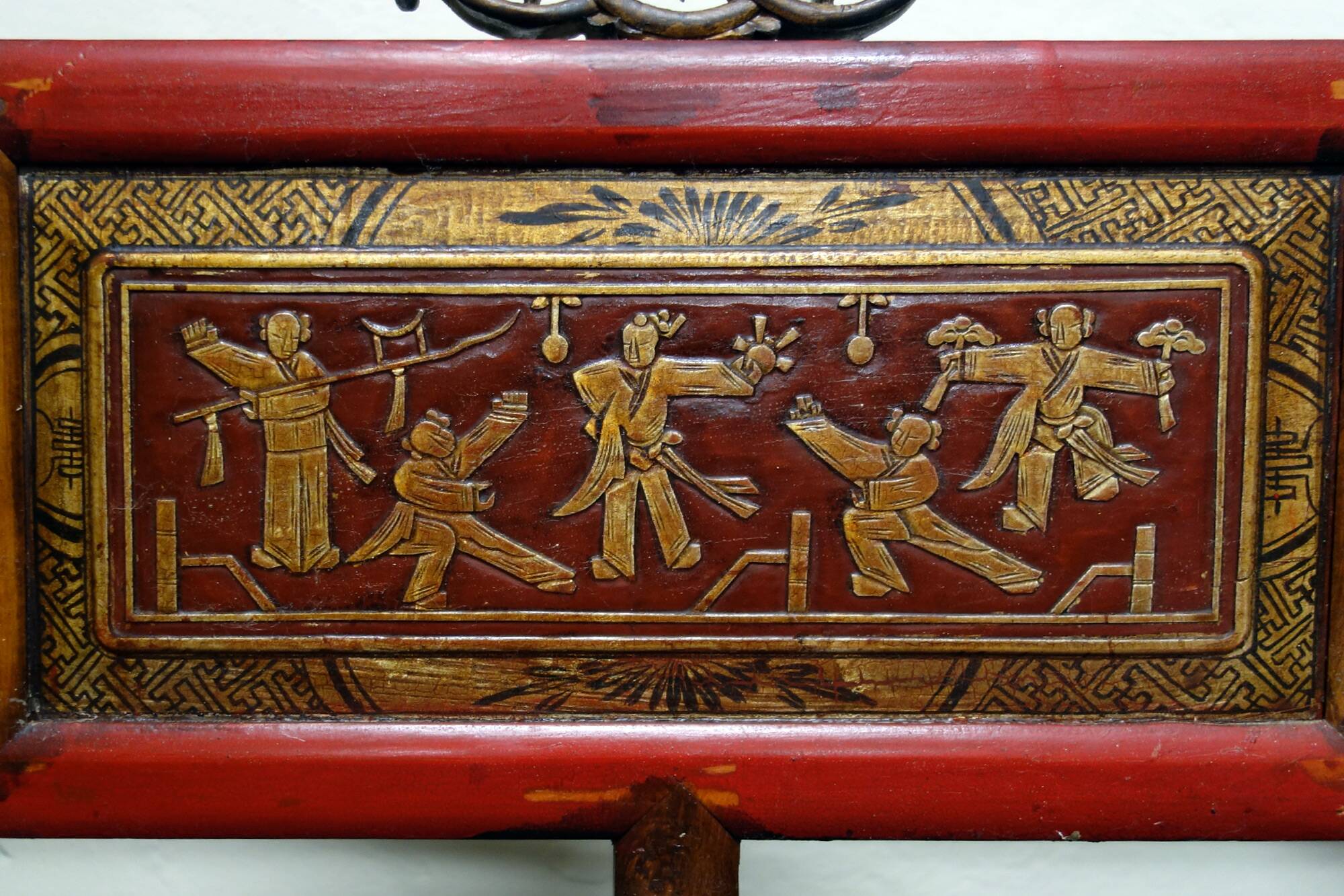 Antique Chinese bench carved and hand painted circa 1890