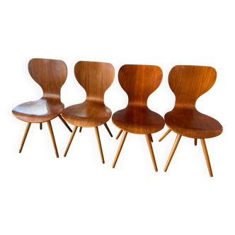 Lot 4 chaises noyer Nordeco