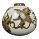 Tharaud Limoges, round vase with hand-painted foliage decoration, Art Nouveau