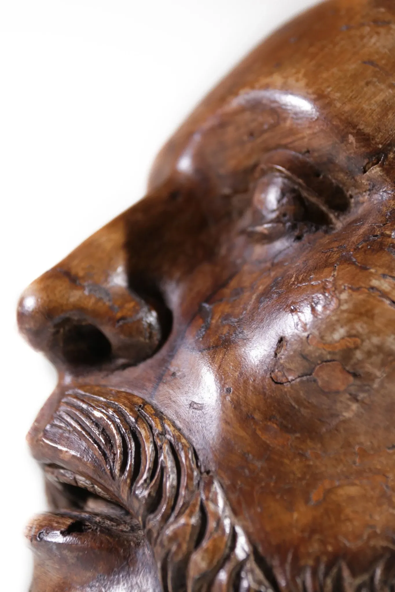 Life-size carved wooden man's head – Southern Europe, circa 1700