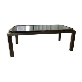 Coffee table year 70 chrome and smoked glass