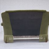 1960s, Danish 2-seater sofa, green furniture velour, beech wood.