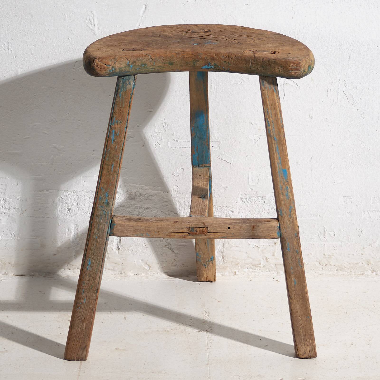 Antique solid wood stool (c.1900) #7