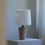 Vintage modern French table lamp in stone with elephant patterns, 1970s.