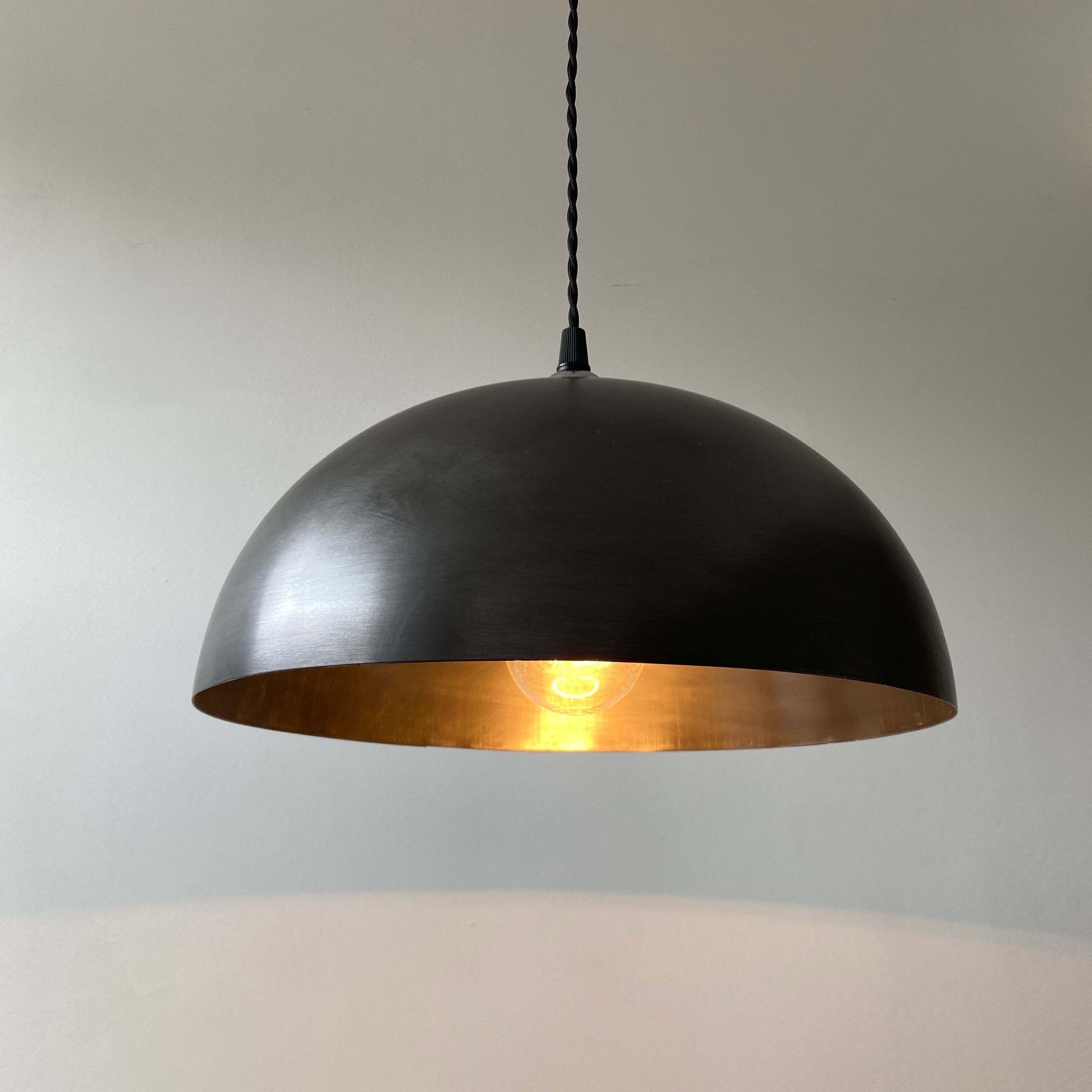 Old industrial steel hanging lamp 30 cm