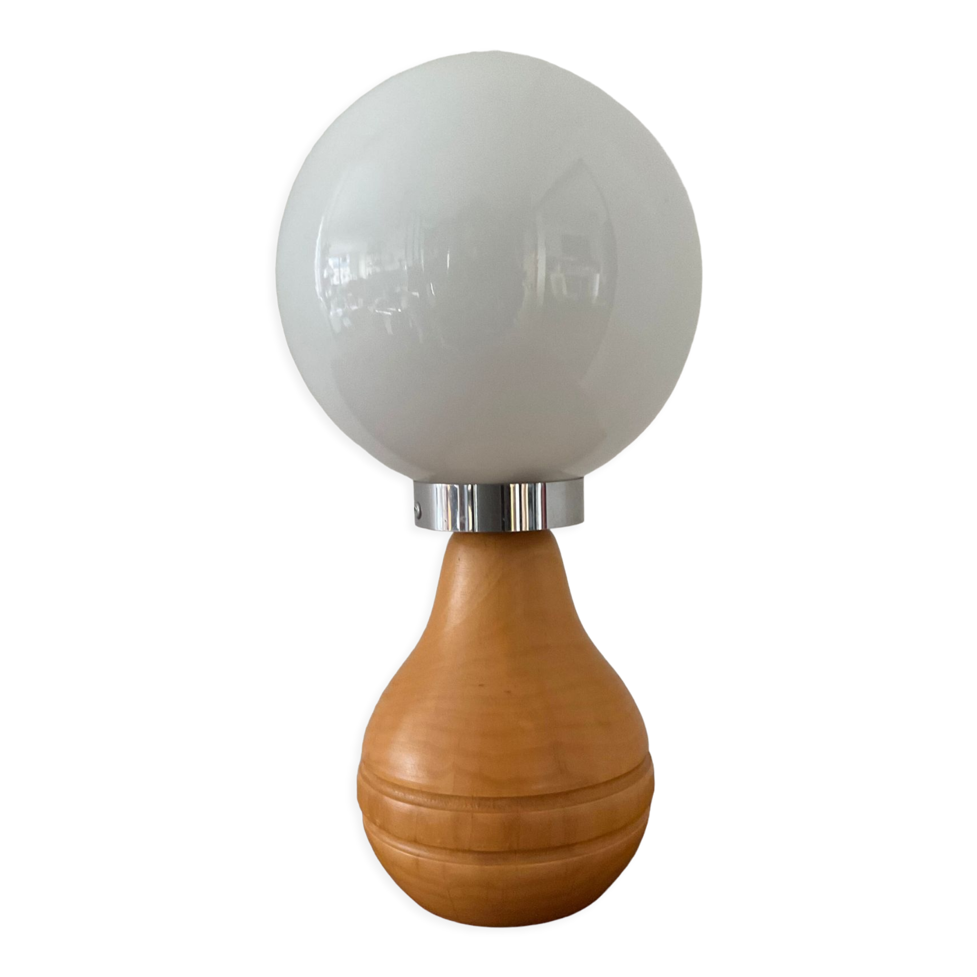 Vintage lamp in wood and opaline