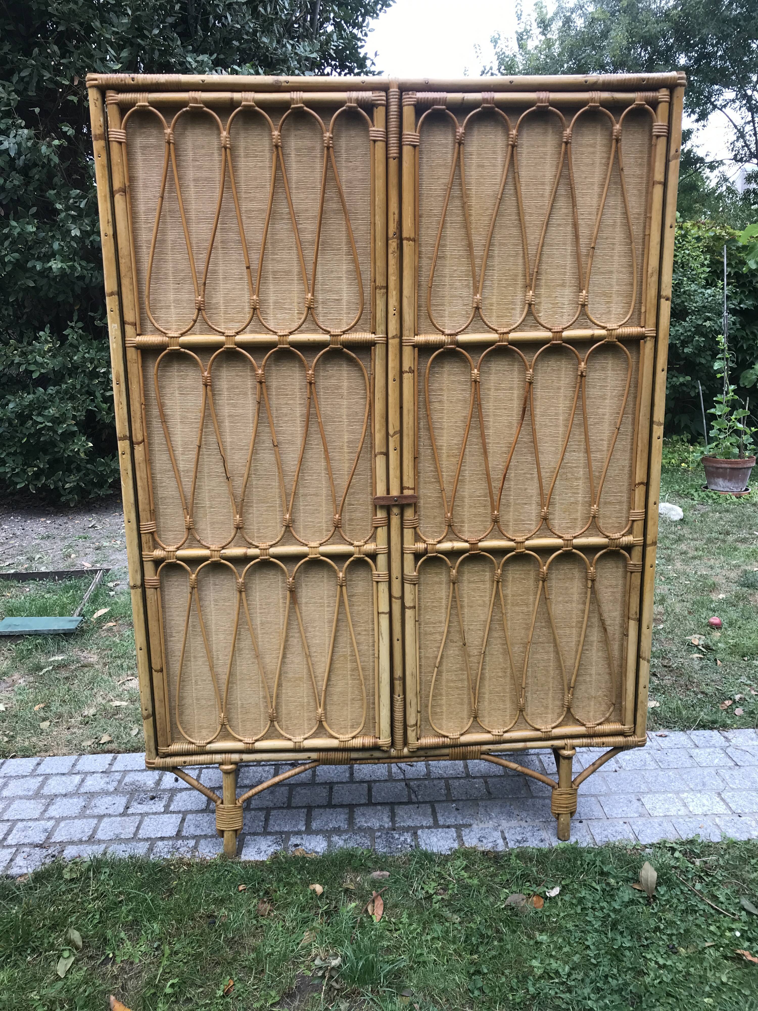 Vintage rattan cabinet