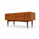 Teak sideboard with flap, 2 drawers and conical legs.