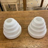 Pair of white glass pendant lights