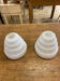 Pair of white glass pendant lights