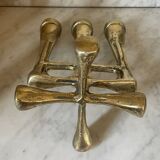 Vintage solid brass brutalist candle holder