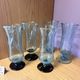 Set of 5 champagne flutes / hand-blown glass juice glasses.