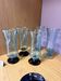 Set of 5 champagne flutes / hand-blown glass juice glasses.