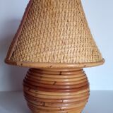 Pair of bamboo lamps and cannage