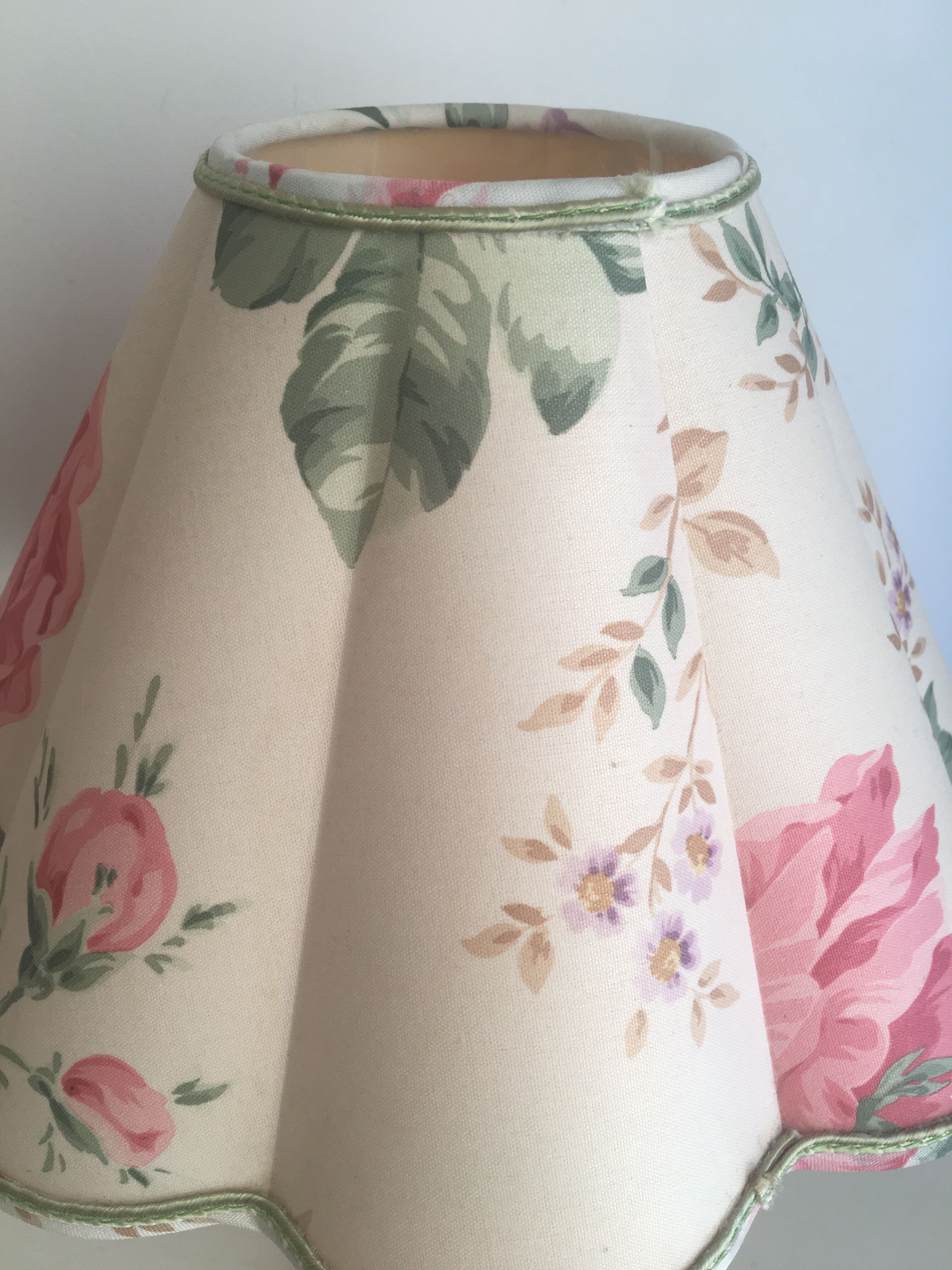 Bronze lamp, lampshade fabric stripe and cable vintage switch