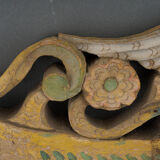 Polychrome carved wooden element decoration of winged animals XXth India