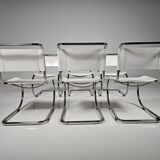 Set of 6 white cantilever dining chairs MR10 by Mies van der Rohe for Thonet, 1980s.