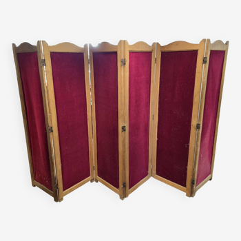 Old 6-leaf screen in wood and fabric