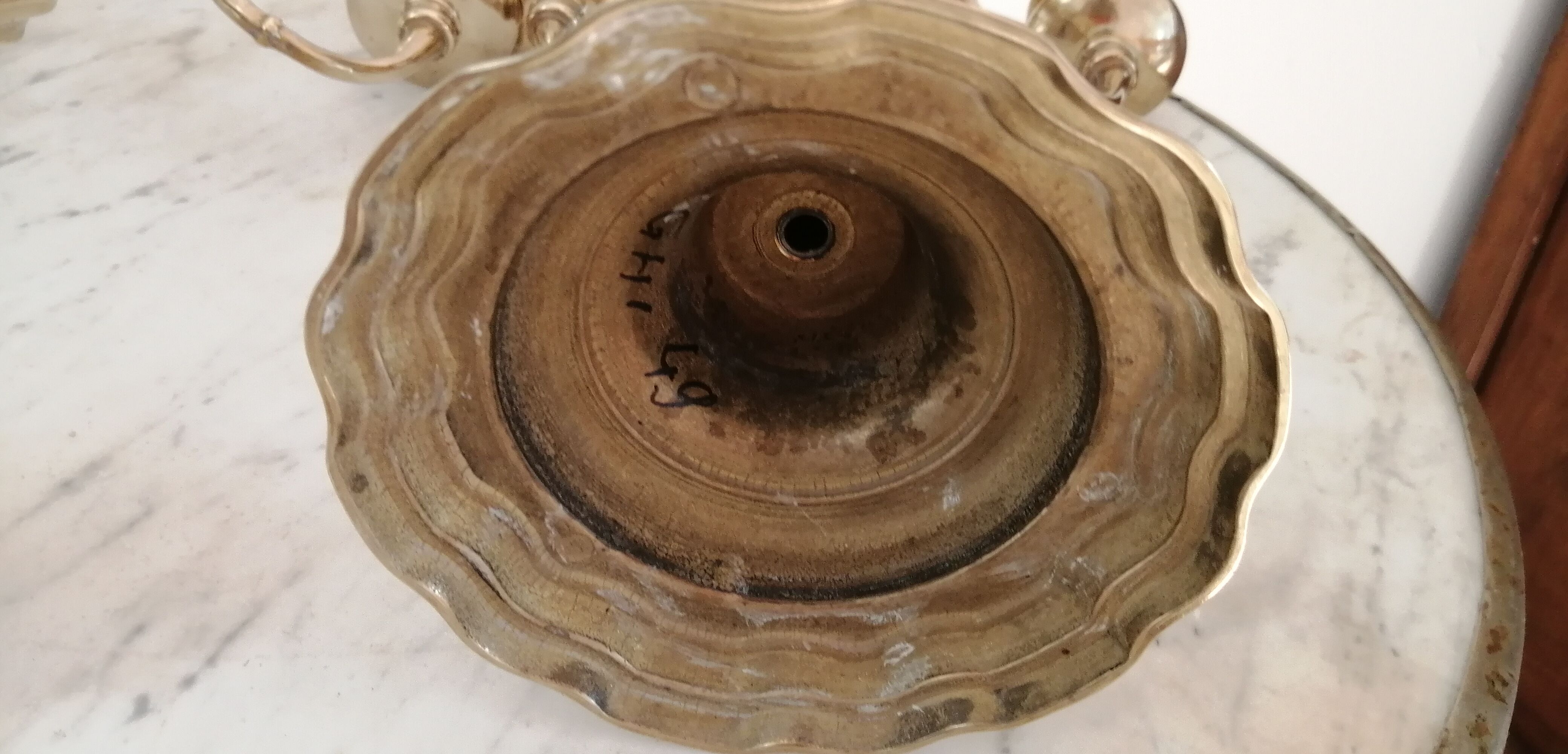 Pair of candelabras, brass candle holders