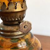 Small Sail Boat Brand Oil Lamp from Hong Kong, Amber Brown Glass