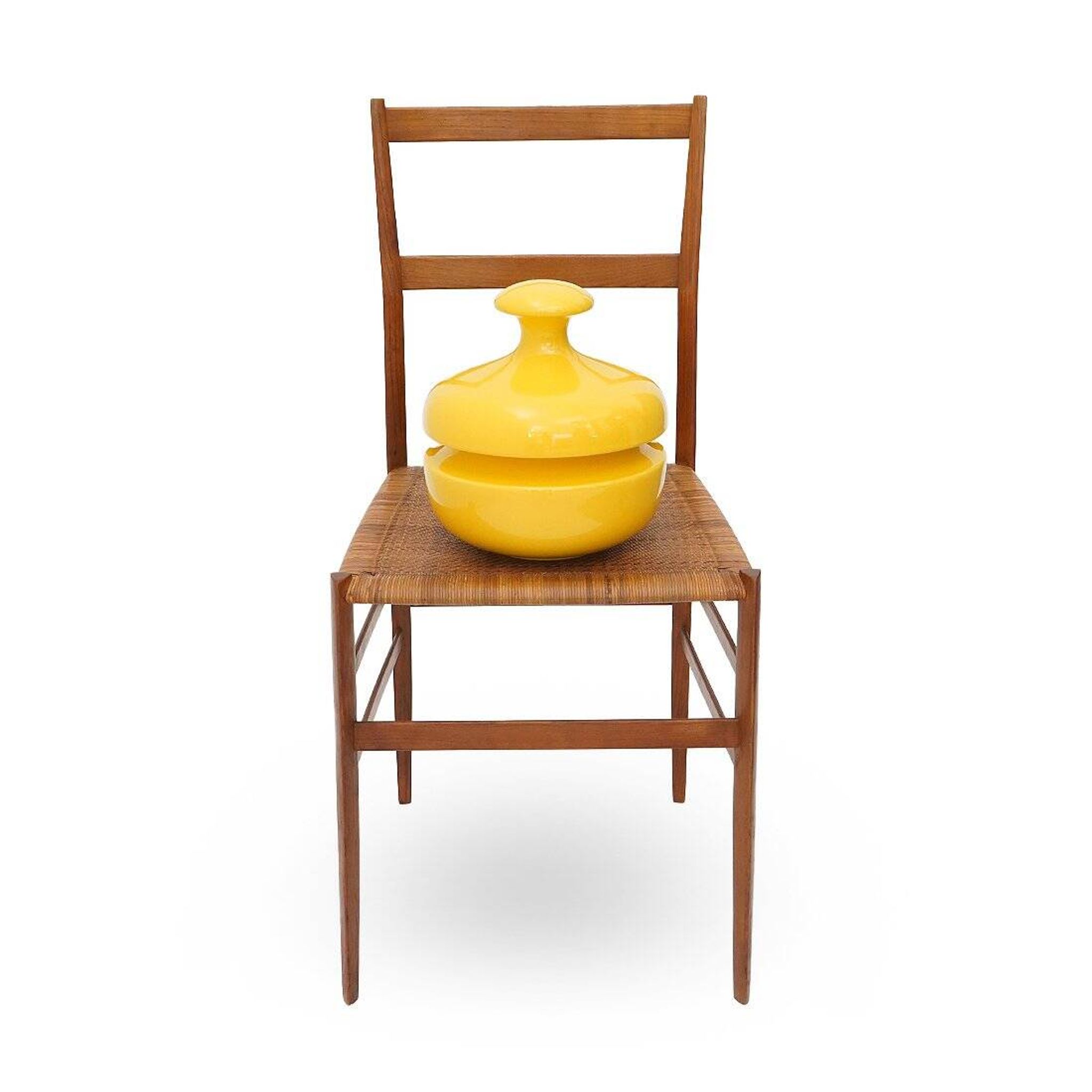 Yellow ceramic vase with lid by Enzo Bioli for Il Picchio, 1970s.