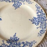 Six flowery old plates in green and blue