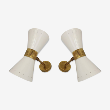 Pair of wall lamps in the style of Italian creations of the 50s