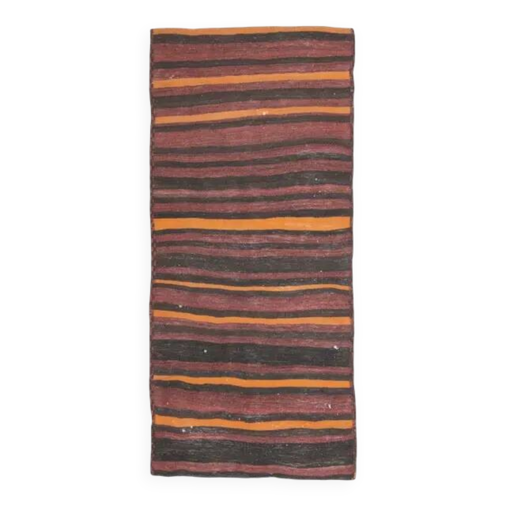 Vintage Turkish Striped Orange Purple Runner Rug 107x233