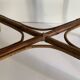Table basse ancienne en rotin et bambou, 1950