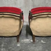 Pair of Louis XV style bergère armchairs in red velvet