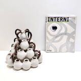 Art Deco / Etruscan Style Vintage Tulip Vase with Glazed Ceramic Amphoras