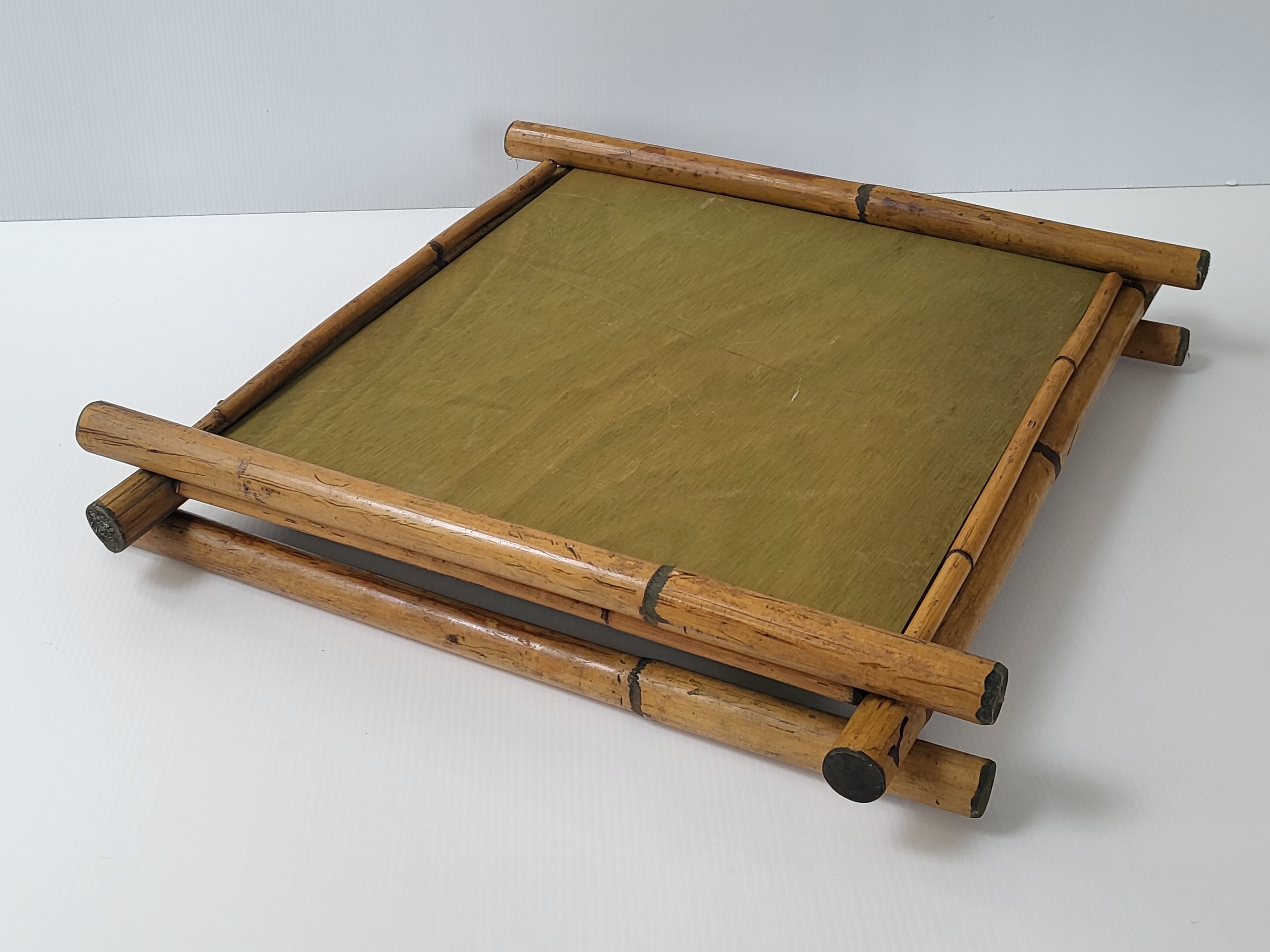 Vintage heron tray in bamboo 1960