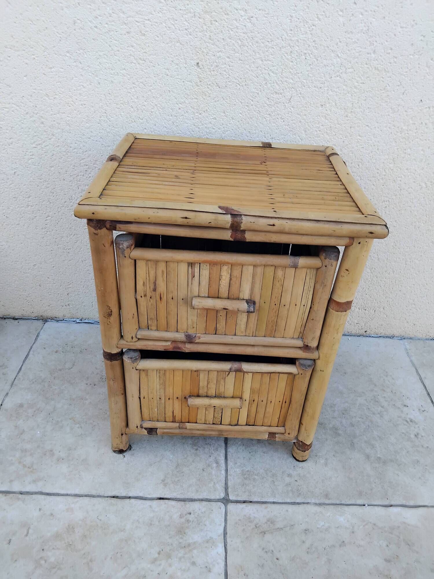 Vintage design bamboo bedside table