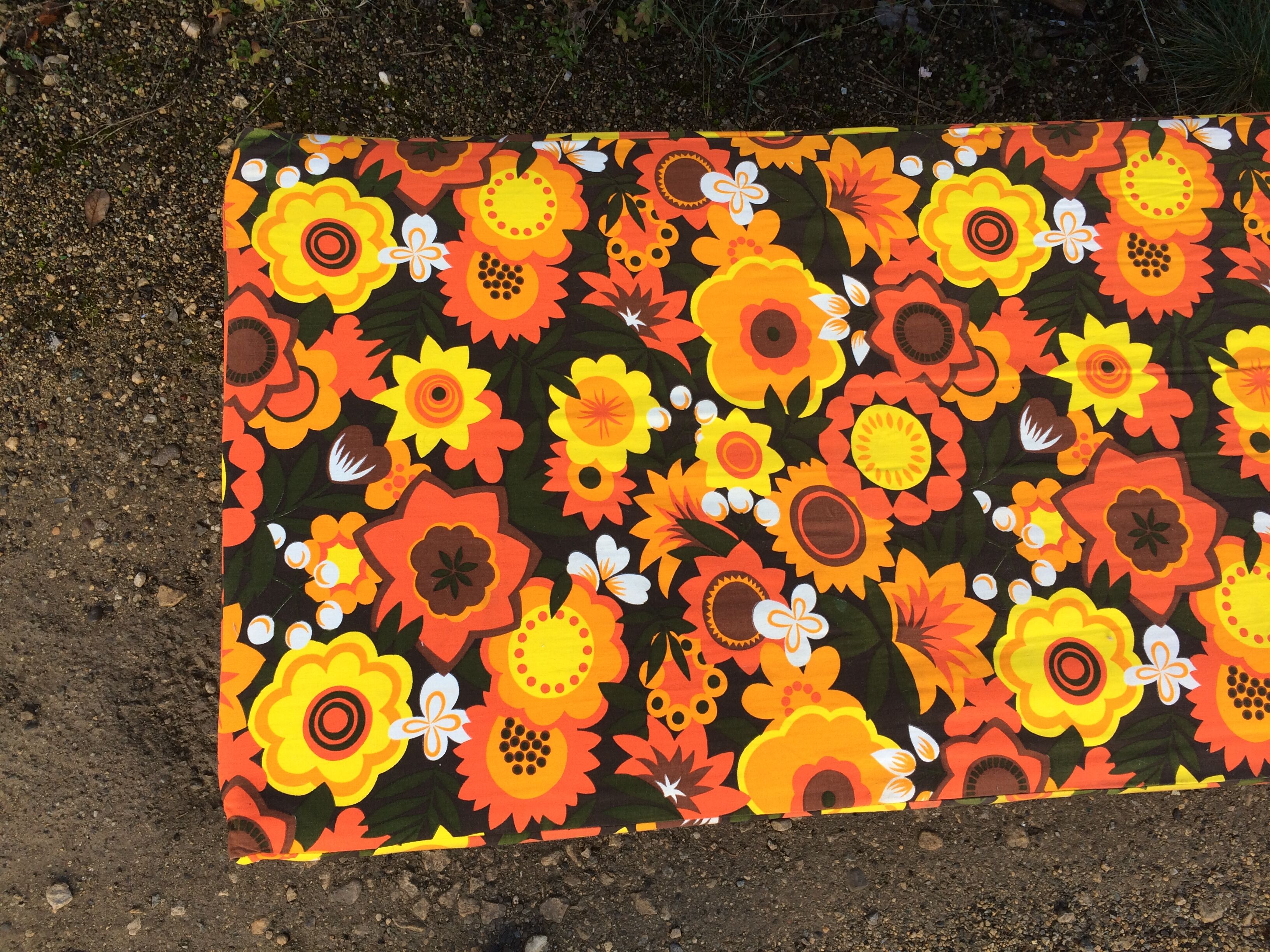 Flower sunbed long chair, vintage 70s, folding