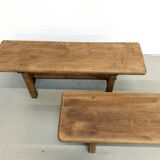 Pair of small solid oak benches - 1950s