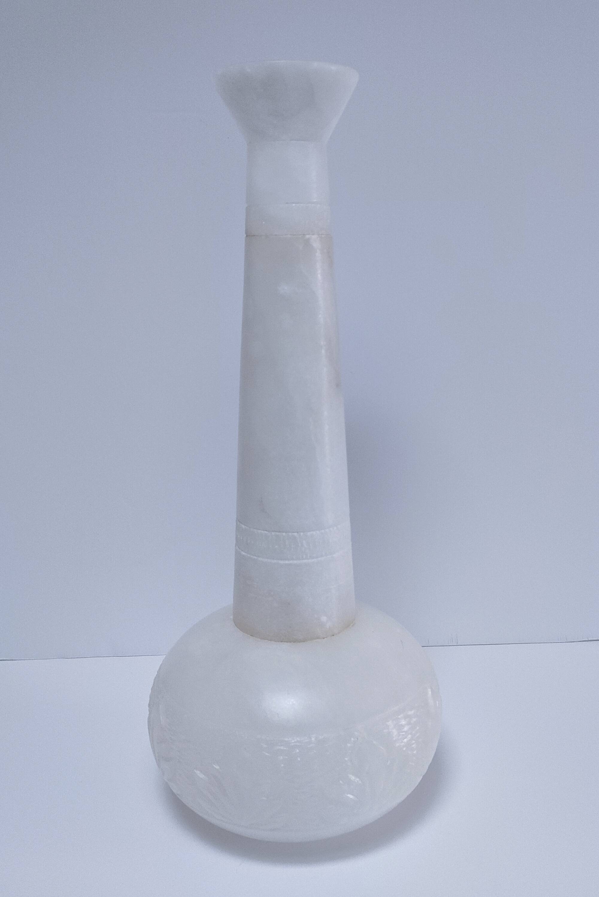 high alabaster vase xl h. 40.5 cm vintage