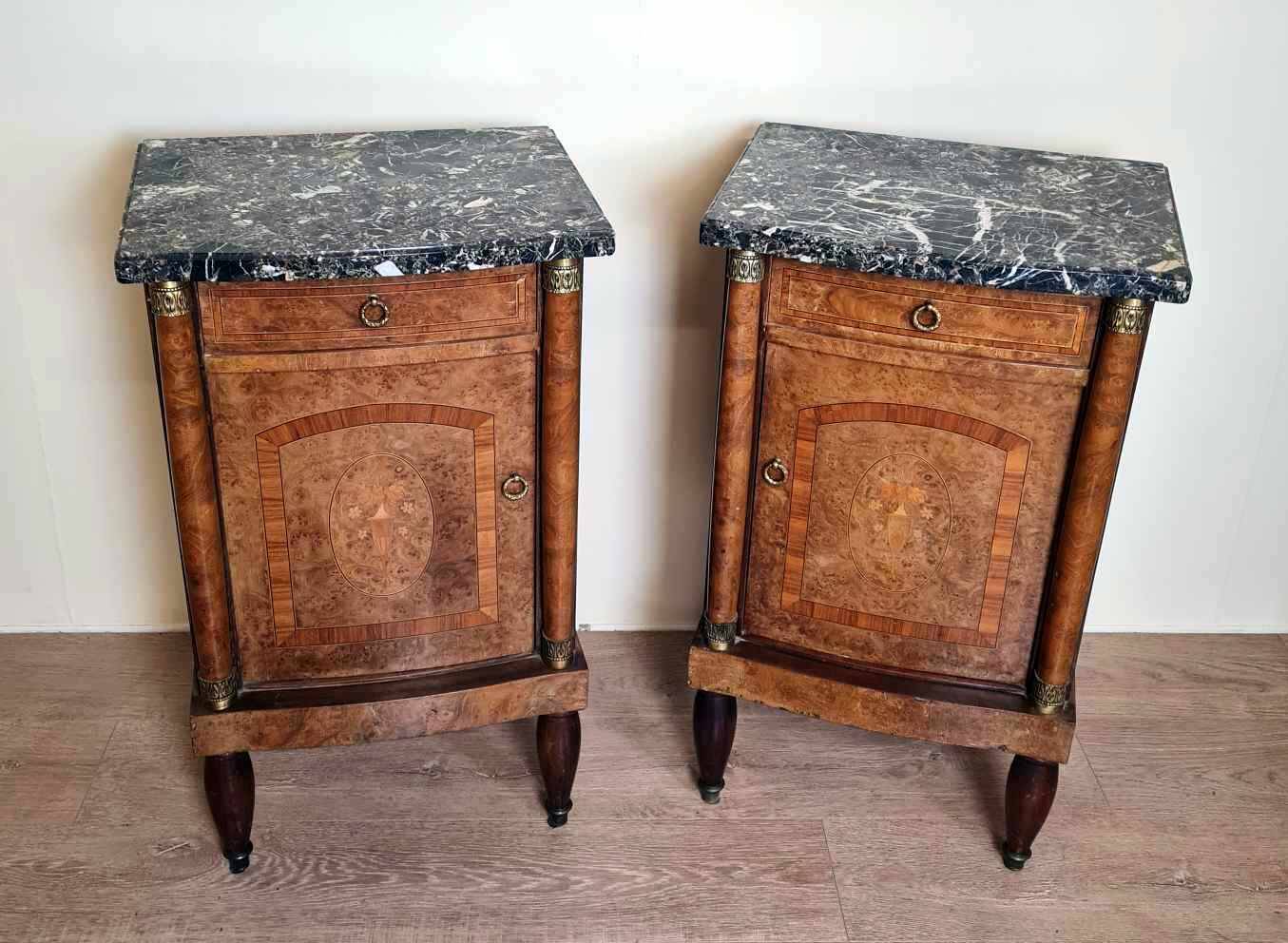 Pair Of Empire Style Furniture In Marquetry
