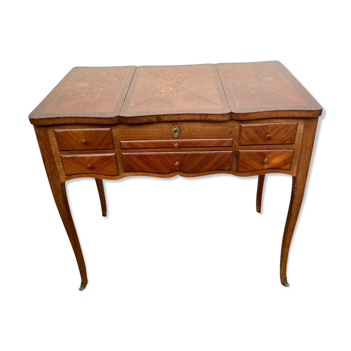 Louis XV dressing table in marquetry 20th