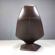 Vintage leather swivel chair with ottoman, 1970s