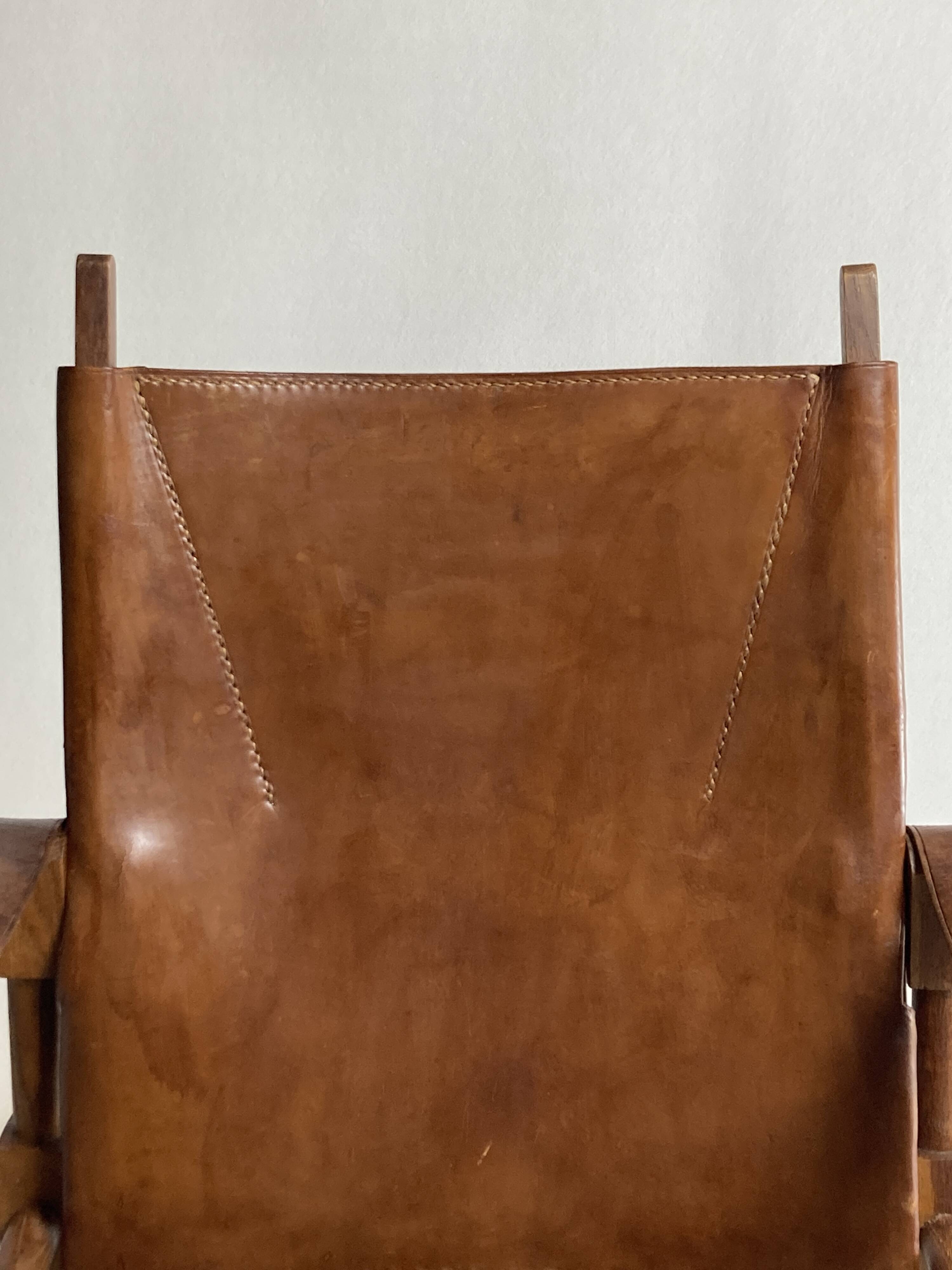 Leather safari armchair by Wilhelm Kienzle for Wohnbedarf, 1950s