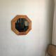 Miroir octogonal en pin, années 1980