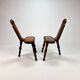 Ensemble de 2 tabourets de trépied en chêne brutaliste du milieu du siècle, années 1960