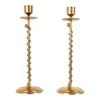 Pair of Art Deco brass candlesticks