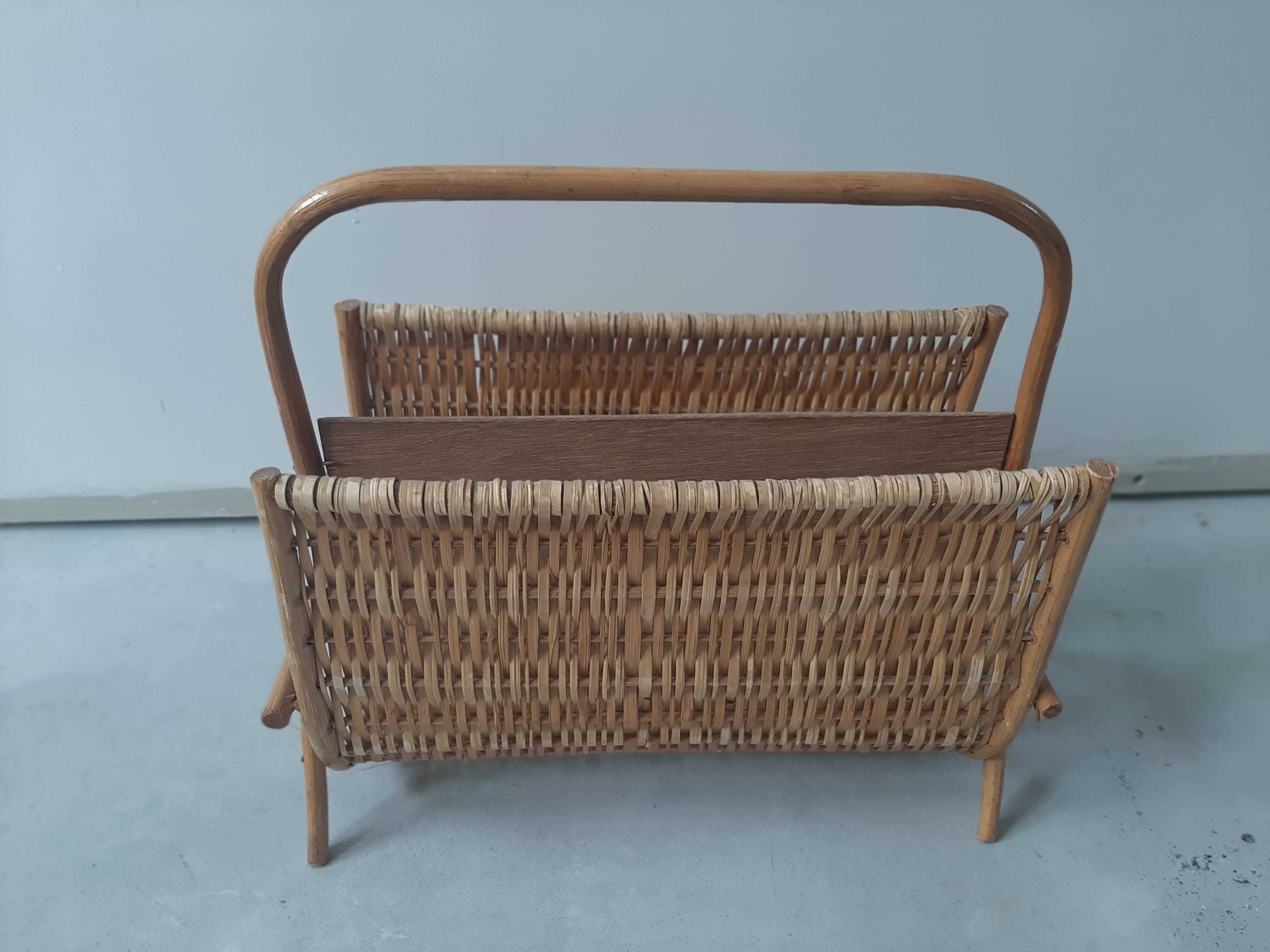 Rattan and wicker magazine holder