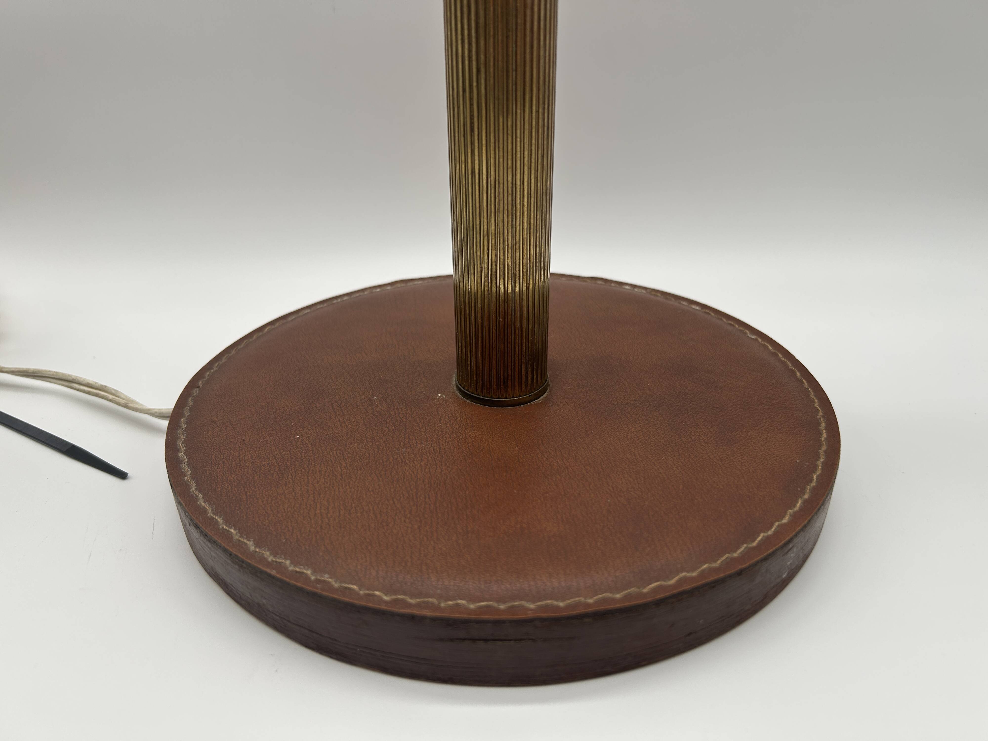 1950s desk lamp - brass/leather