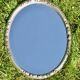 Old large oval wall mirror in silver painted wood - 1950s