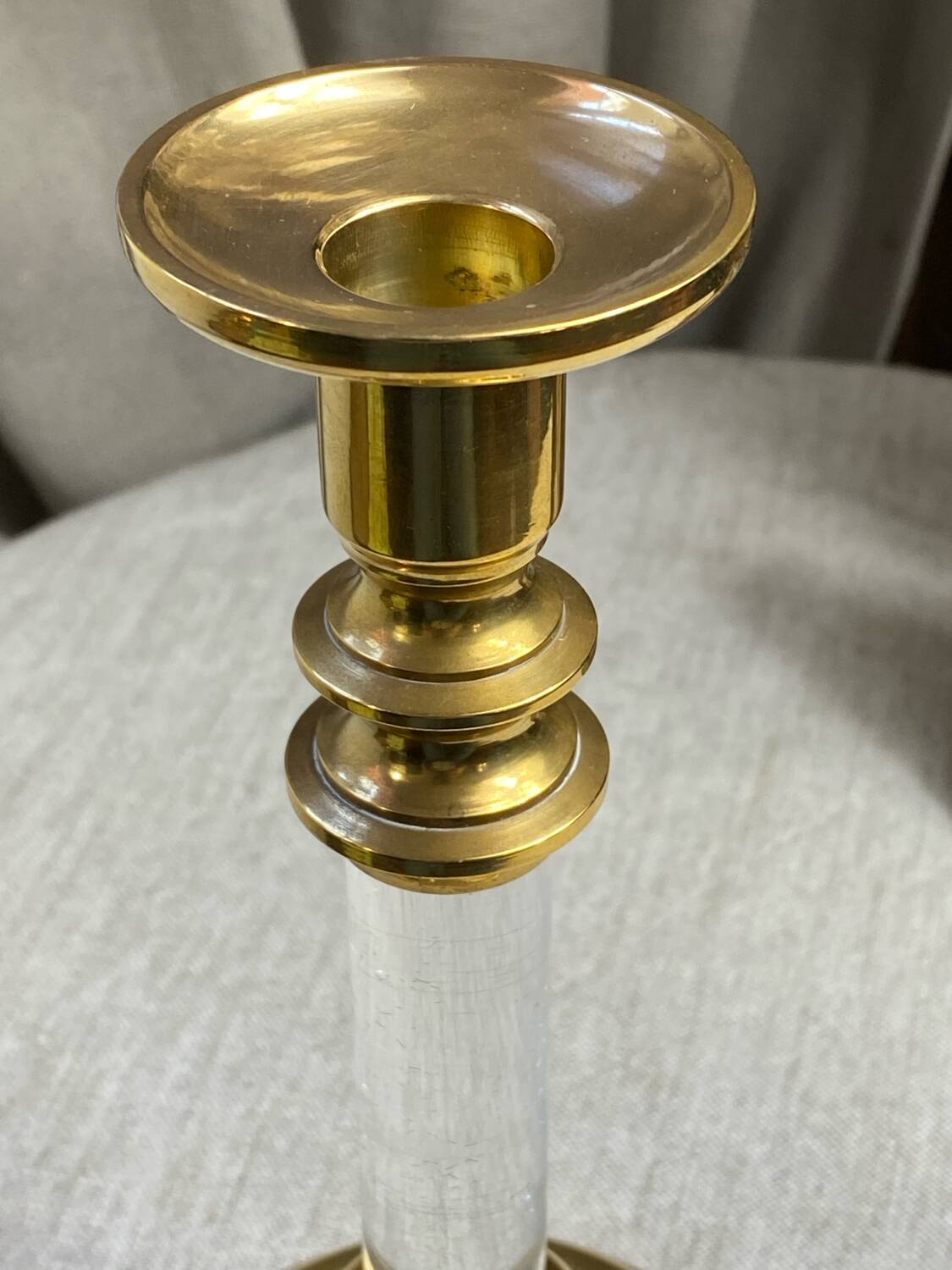 Brass and Lucite Candle Holder