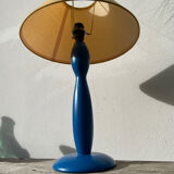 Blue and yellow turned wood lamp SCE 1990
